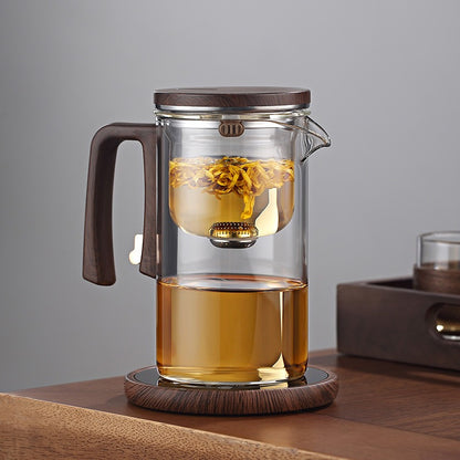 Xiaoman Waist new rodless elegant cup, one click magnetic suction filter glass tea pot, automatic tea separation tea cup