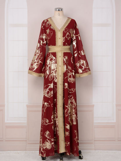 Dress with floral patterns and hot stamping fashionable robe eprolo