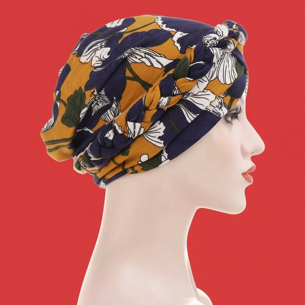 Muslim Women Silk Braid Pre tied Turban Hat Headscarf Cancer Chemo Beanie Cap Headwear Head Wrap Hair Accessories eprolo