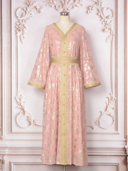 Dress with floral patterns and hot stamping fashionable robe eprolo