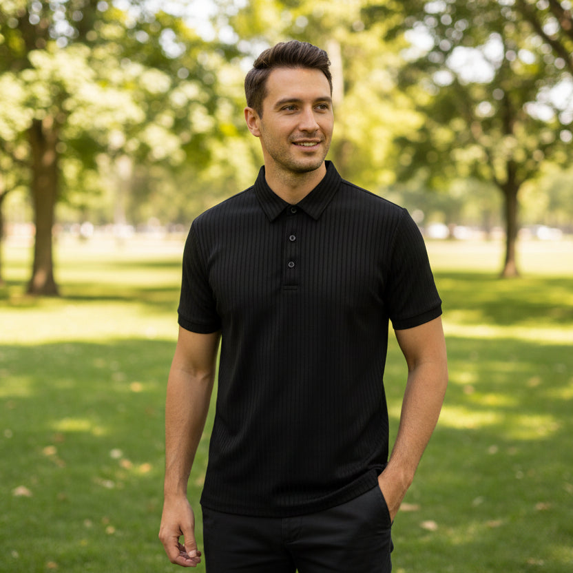 Polo shirt collar striped men's sports polo shirt top eprolo