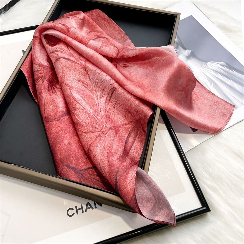 Small square scarf, mulberry silk flower, Hangzhou silk scarf, versatile in spring and autumn eprolo