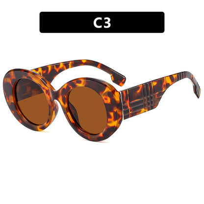 Large frame circular sunglasses for street photography Instagram fashion show, modern retro sunglasses