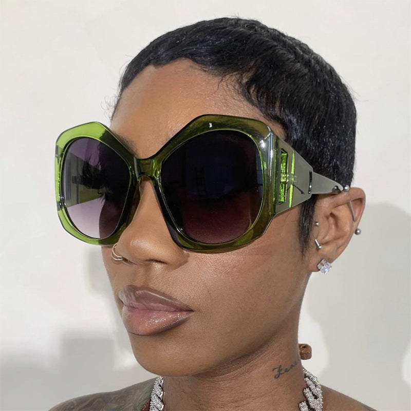 Large frame irregular polygon sunglasses, European and American personalized hollow sunglasses, fashionable sun shading sunglasses eprolo