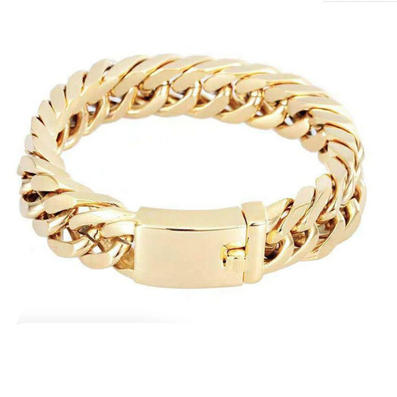 Fashionable 18K gold plated men's electroplated alloy double buckle bracelet eprolo