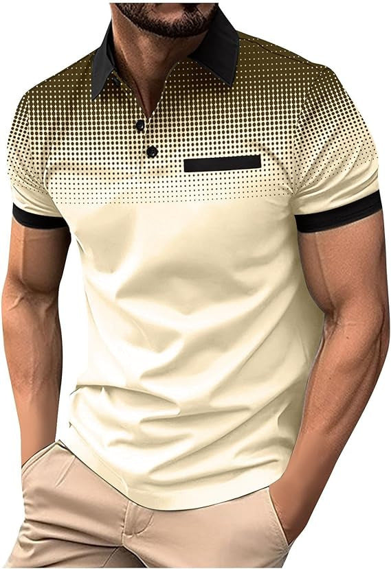 Gradient printed polo men's sports polo shirt with polka dot short sleeves eprolo