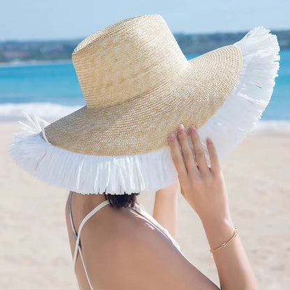 chapeau de paille à franges eprolo