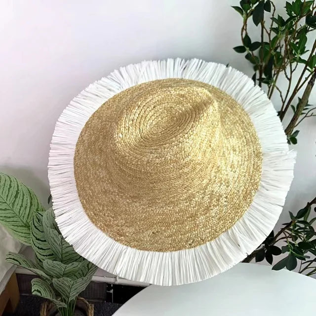 chapeau de paille à franges eprolo