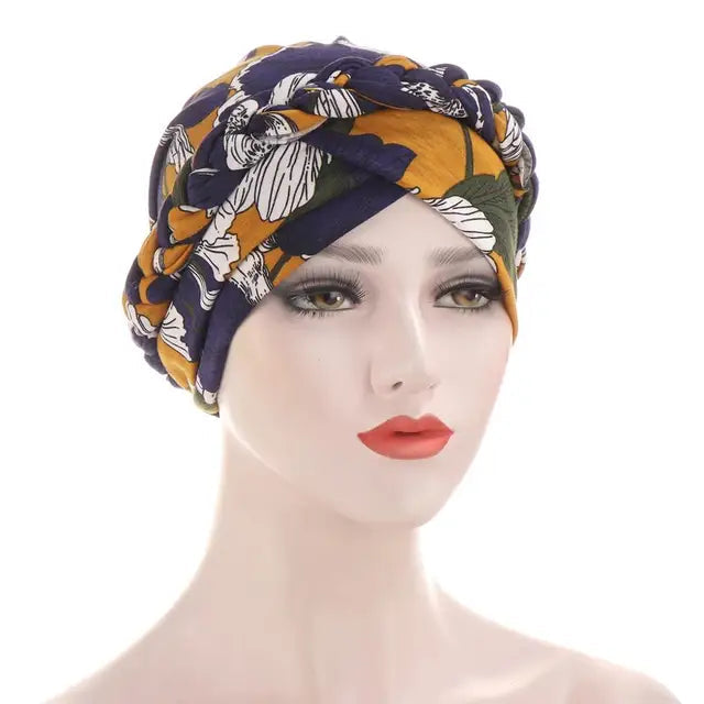 Muslim Women Silk Braid Pre tied Turban Hat Headscarf Cancer Chemo Beanie Cap Headwear Head Wrap Hair Accessories eprolo