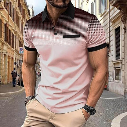 Gradient printed polo men's sports polo shirt with polka dot short sleeves eprolo