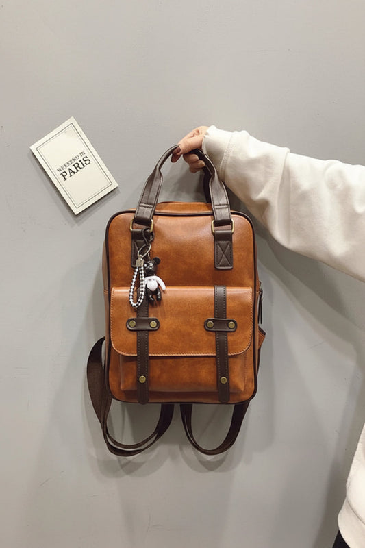 sac d'école pour adolescents, sac à dos pour jeune écolier, sac de voyage vintage en cuir imperméable , sac pour ordinateur et ses accessoires - le sable vert