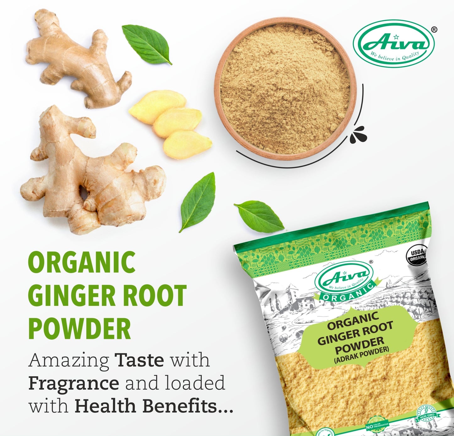 Organic Ground Ginger Root Powder (Adrak Powder)-4