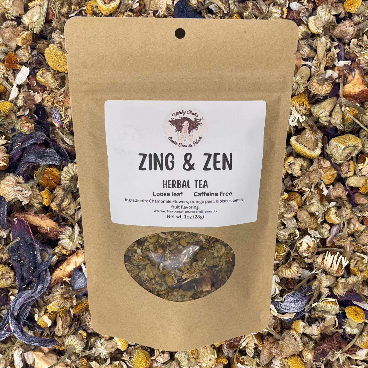 Witchy Pooh's Zing & Zen Loose Leaf Citrus Flavored Chamomile Herbal Tea, Caffeine Free-0