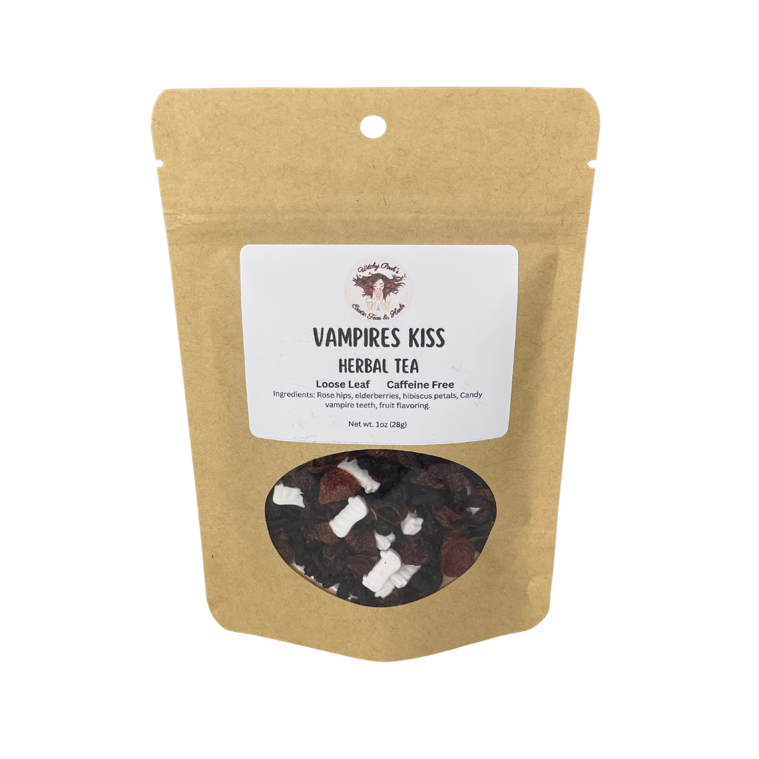 Witchy Pooh's Vampire's Kiss Loose Leaf Fruit Elderberry Herbal Tea with Candy Vampire Teeth, Caffeine Free-6