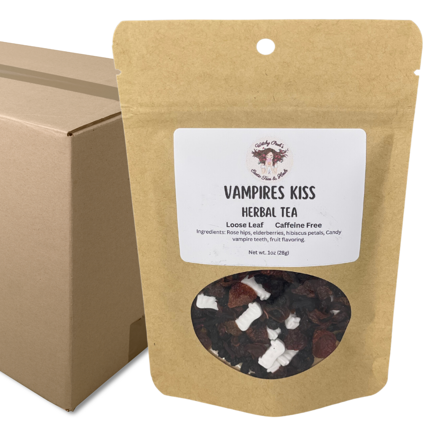 Witchy Pooh's Vampire's Kiss Loose Leaf Fruit Elderberry Herbal Tea with Candy Vampire Teeth, Caffeine Free-21