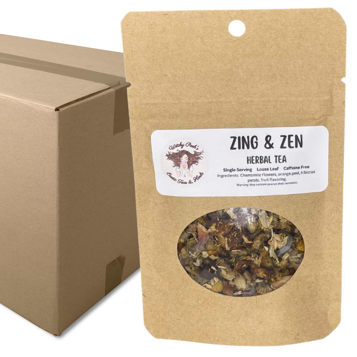 Witchy Pooh's Zing & Zen Loose Leaf Citrus Flavored Chamomile Herbal Tea, Caffeine Free-24