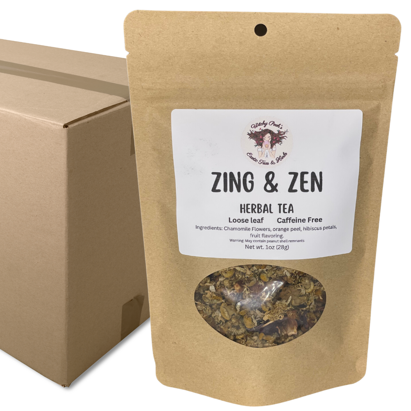Witchy Pooh's Zing & Zen Loose Leaf Citrus Flavored Chamomile Herbal Tea, Caffeine Free-25