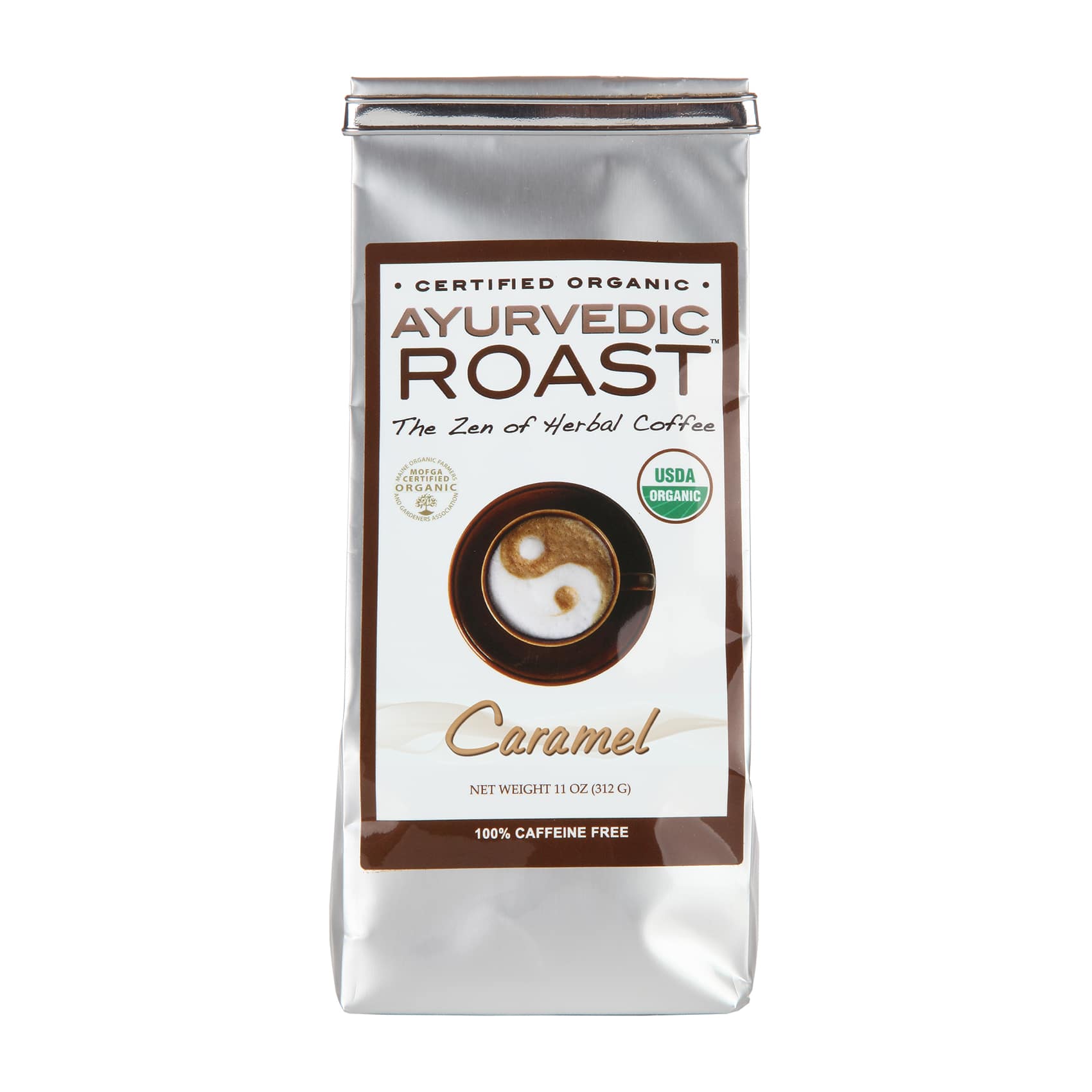 Ayurvedic Roast - Organic Coffee Substitute, Caffeine Free Grain Coffee with Barley Chicory Ashwagandha Brahmi - Caramel-0
