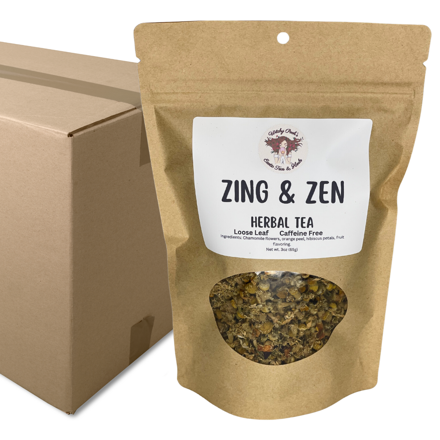 Witchy Pooh's Zing & Zen Loose Leaf Citrus Flavored Chamomile Herbal Tea, Caffeine Free-26