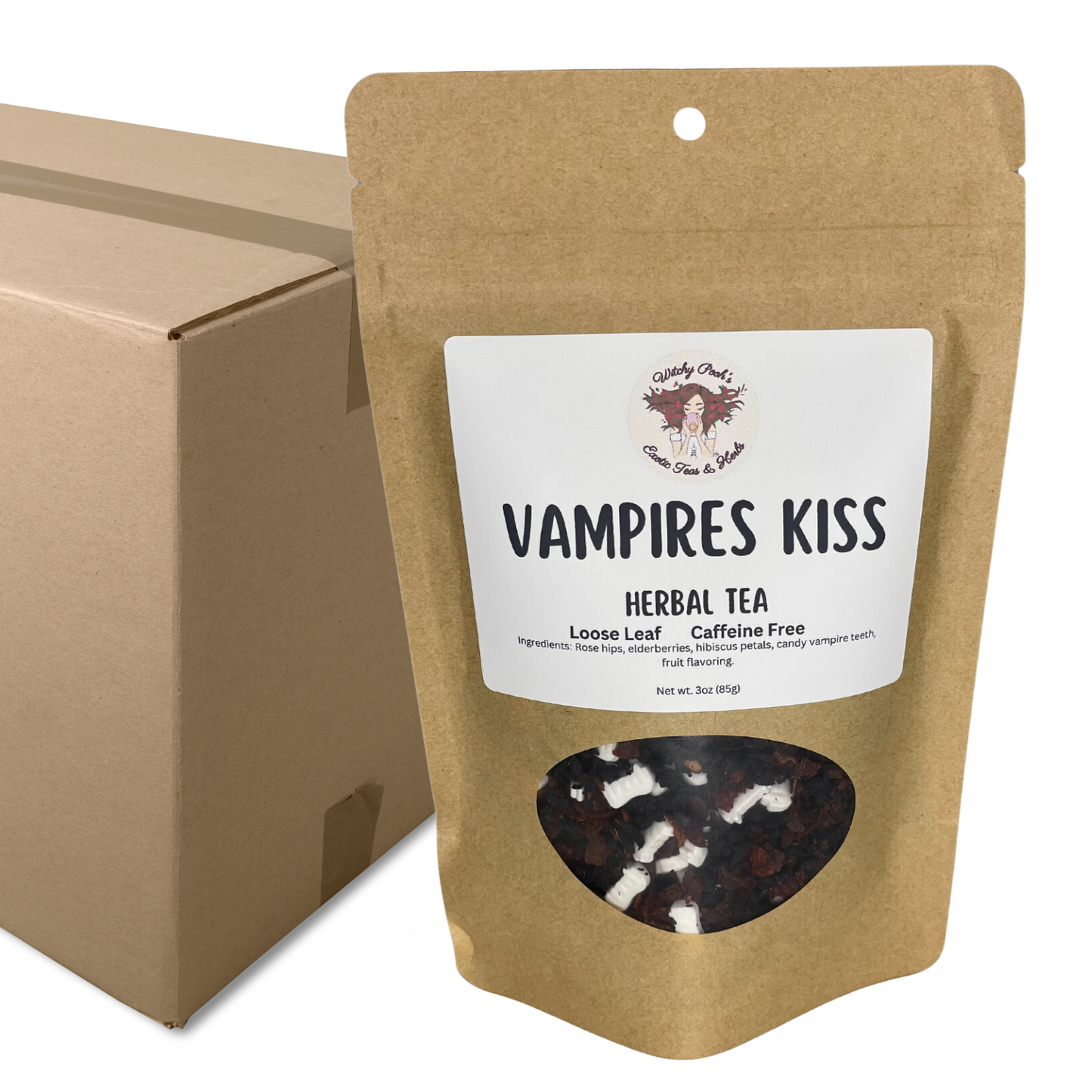 Witchy Pooh's Vampire's Kiss Loose Leaf Fruit Elderberry Herbal Tea with Candy Vampire Teeth, Caffeine Free-22