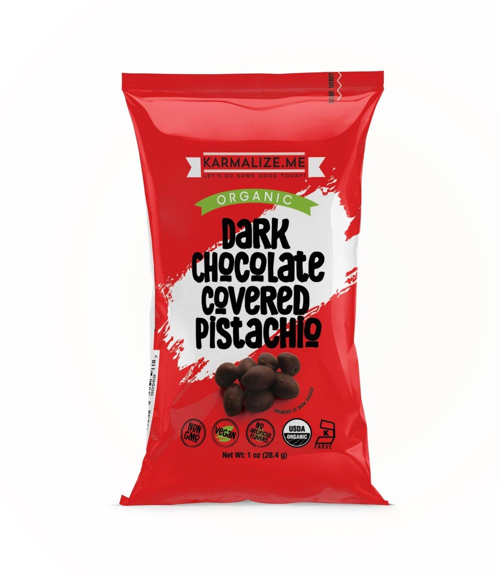 1 oz. Organic Vegan Dark Chocolate Covered Pistachio - Pack of 6-0